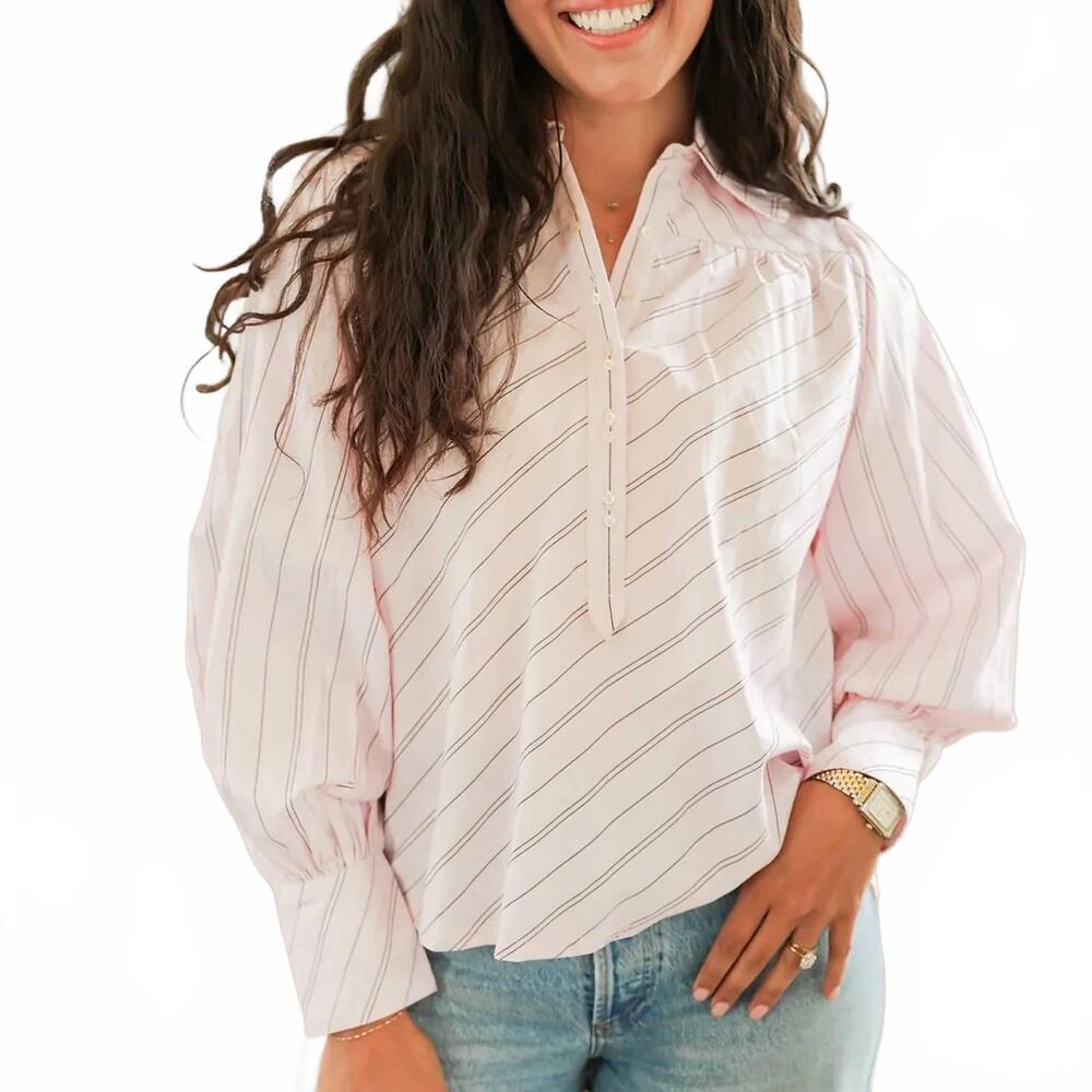 NEW LAYERZ CLOTHING dolly whisper top in pink stripe